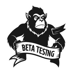 Minimalist silhouette ape holding blank banner vector illustration for protest, campaign, advertisement, marketing, branding, promotion, poster, signage, and creative projects