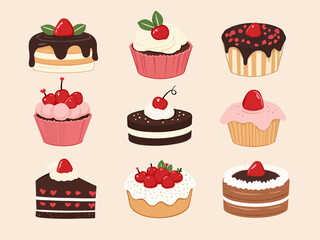 vector illustration of cakes