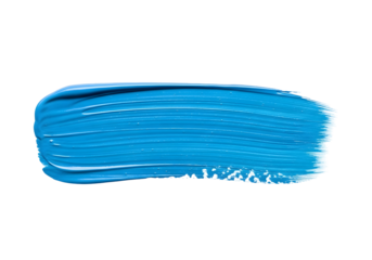 A vibrant azure brushstroke artfully sweeps across a pristine white background, showcasing the fluid beauty and dynamic energy of paint.