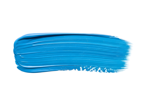 A vibrant azure brushstroke artfully sweeps across a pristine white background, showcasing the fluid beauty and dynamic energy of paint.