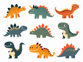 Set of cartoon dinosaurs, set of dinosaurs