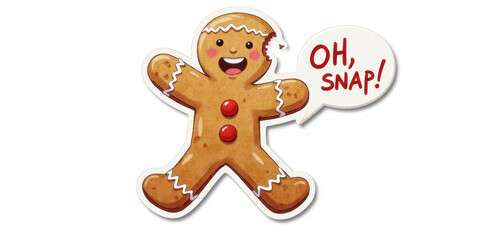 Obraz premium Cheerful gingerbread man with speech bubble saying 