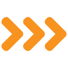 Triple Orange Forward Arrow Icons, Isolated