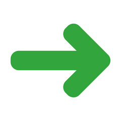 Bold Green Right Arrow Icon, Isolated