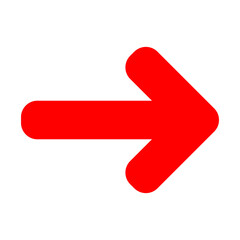 Bold Red Right Arrow Icon, Isolated