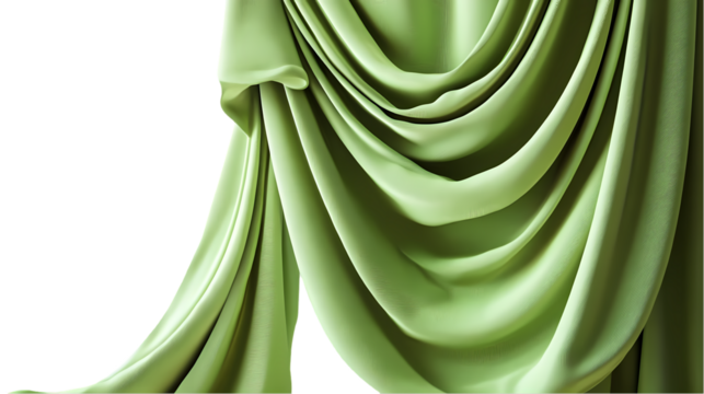 green curtain Isolated transparent on white background