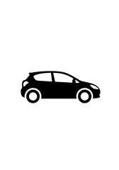 Fototapeta premium A black silhouette of a modern hatchback car, viewed from the side.