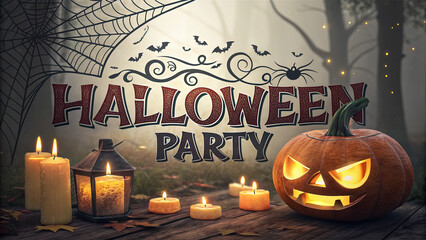 Halloween Background with Pumpkins – Greeting Card for Party and Sale, Autumn Holidays Vector Illustration