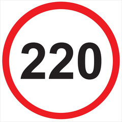 220 km/h Velocity Limit Traffic Symbol Isolated Illustration