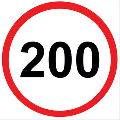 Fast Lane 200 km/h Road Restriction Plate on White Background