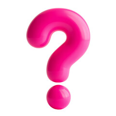 Naklejka premium High quality png 3d illustration of a vibrant pink question mark isolated on transparent background, a symbol of inquiry and uncertainty transparent background
