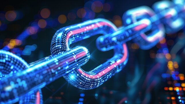 Digital chain link network illustration