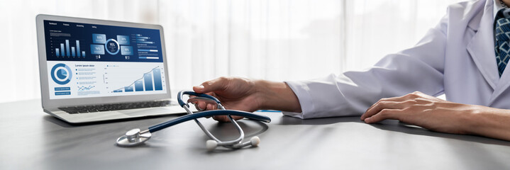 Business data dashboard provide business intelligence analytic for marketing strategy planning brisk with big data set to analyze customer demands and foreseeing business future