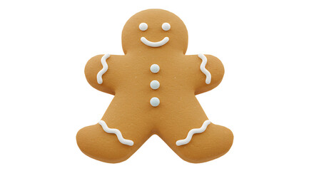 Happy gingerbread man with icing, perfect for holiday design, festive season, and Christmas greetings