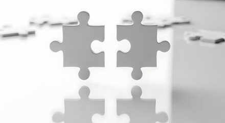 Fototapeta premium Two Puzzle Pieces Symbolizing Connection and Problem-solving