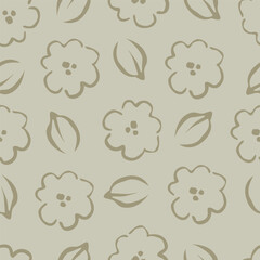 Hand drawn flowers. Seamless background with abstract cute flowers. Vector design ornament for paper; cover; fabric; interior decor; textile; fabric; wallpaper; surface design; label; packaging
