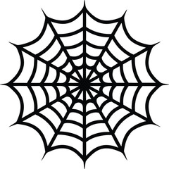 Spider Web Icon in Black Silhouette Vector Design on Transparent Background