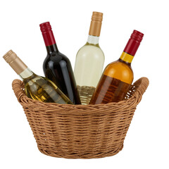 Celebrate the occasion with a stylish basket filled with vibrant red and white wines, perfect for gifting or enjoying with friends and family