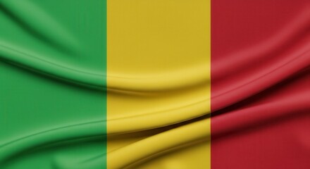 Fototapeta premium Close-Up of Mali National Flag with Vibrant Green Yellow Red Colors 