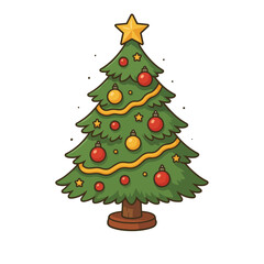 Decorated Christmas Tree with Star
