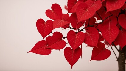 Obraz premium Red heart-shaped leaf tree symbolizing blood donation and saving lives