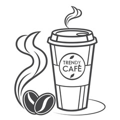 Disposable hot paper coffee cup vector illustration on a white isolated background