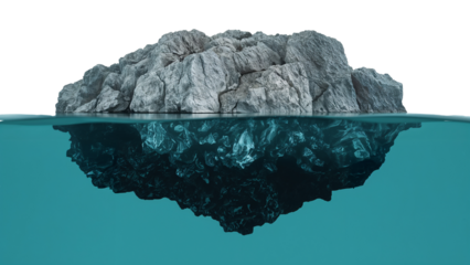 Dramatic iceberg floating majestically in the ocean depths, reflecting its hidden mass underwater, conveying strength and mystery in nature's design