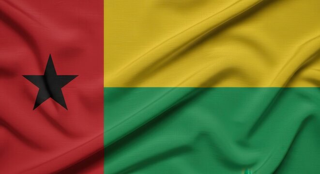 Guinea-Bissau National Flag Close-Up for Independence Day Celebration