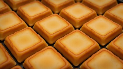 Obraz premium Crispy golden waffle with squared shape and delicious texture