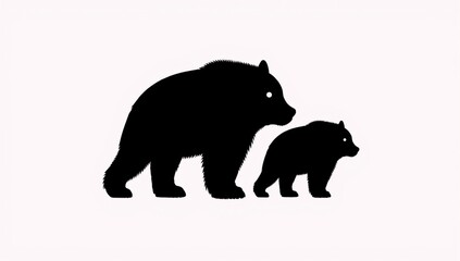 Fototapeta premium Grizzly or polar bear silhouette flat icon for wildlife apps and websites