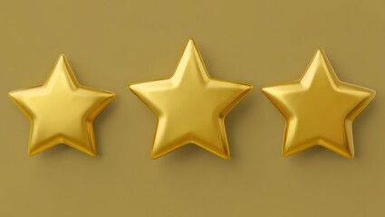 Obraz premium Three Golden Stars Aligned for Success Awards and Excellent Ratings