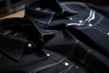 The shirts each embroidered line follows the contours of the selvedge denim's grain, respecting the textile's integrity while elevating its aesthetic