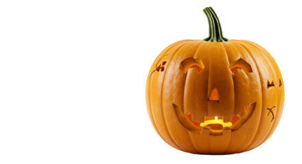 Halloween jack o lantern pumpkin isolated on white background.