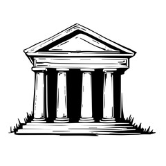 Intricate and Clean Bank Line Art Icon Illustration with Flowing Strokes and Precision Outlines