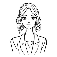 Intricate vector line art representation of a modern secretary, combining sleek minimalist design and refined professional iconography in a digital illustration