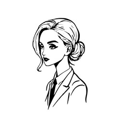 Intricate vector line art representation of a modern secretary, combining sleek minimalist design and refined professional iconography in a digital illustration