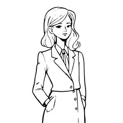 Intricate vector line art representation of a modern secretary, combining sleek minimalist design and refined professional iconography in a digital illustration