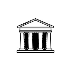 Sophisticated Bank Icon Design in Vector Style with Simplified Line Drawing and Corporate Modern Aesthetics