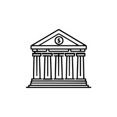 Sophisticated Bank Icon Design in Vector Style with Simplified Line Drawing and Corporate Modern Aesthetics