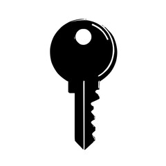 Crisp vector graphic featuring a stylized house key icon with smooth gradients and clean outlines, perfect for UI and branding design themes.