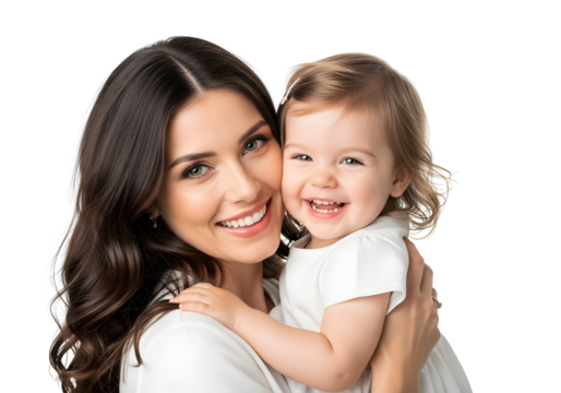 A heartwarming portrait of a loving mother embracing her joyful baby, radiating pure happiness and the beautiful, tender bond shared between them.