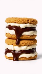 Ok Decadent smores dessert with melted chocolate marshmallow filling and crunchy graham cracker base evoking warmth and indulgence Isolated white