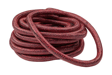 Tightly coiled red and black braided rope, perfect for various uses