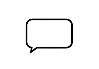 Naklejka premium Minimalist Black Outline Speech Bubble Icon with Rounded Corners for Modern Communication Concepts.