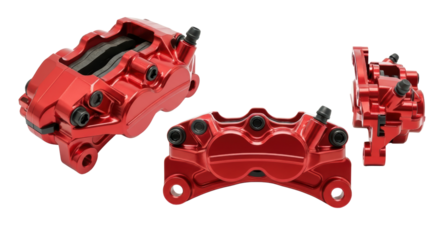 Red Disc Brake Callipers Isolated on White  
