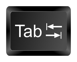 Keyboard Key Tab – Indent Button Isolated on White Background 