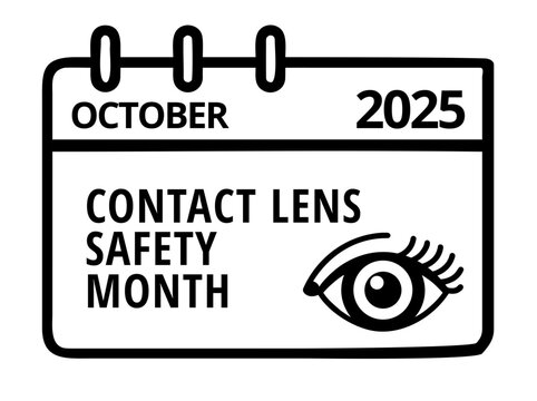 Calendar date reminder with an eye and text for Contact Lens Safety Month, isolated on transparent background - Powered by Adobe