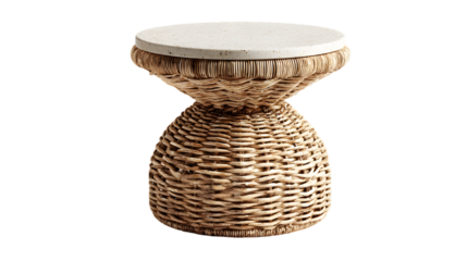 Traditional african djembe drum with woven body and natural skin head