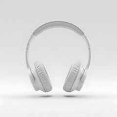 Elegant white headphones capturing the essence of sound. Perfectly isolated, it evokes a sense of focus, and quality