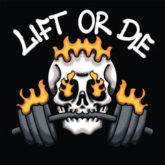 Fiery Skull Holding Barbell Urban Streetwear Art